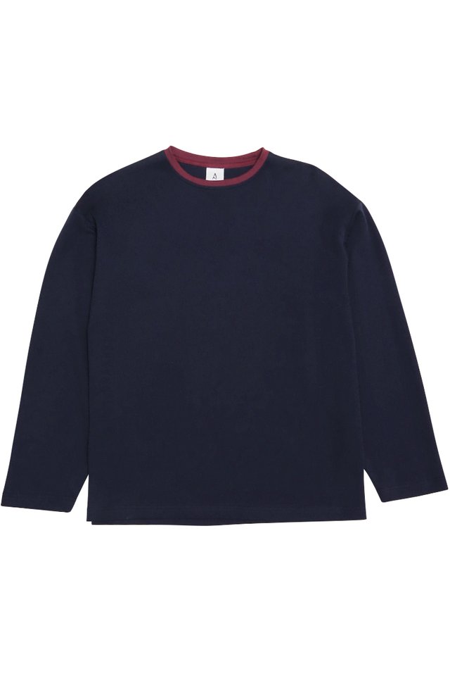 LEVI LONG SLEEVE RINGER TEE IN NAVY