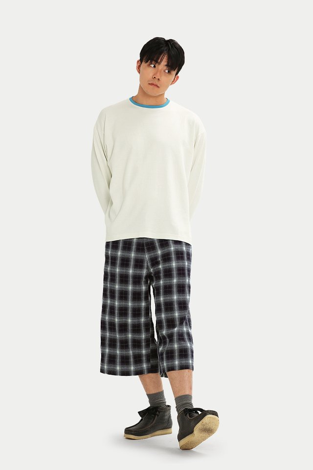 LEVI LONG SLEEVE RINGER TEE IN OFF-WHITE