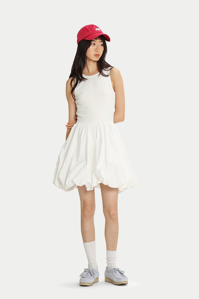 ODILE CLOUD ROMPER DRESS IN WHITE