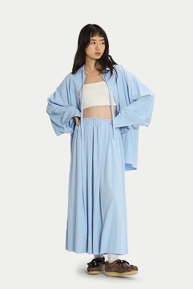 AYAKA DRAWSTRING MIDI SKIRT IN SKY