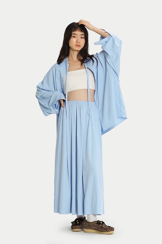 AYAKA DRAWSTRING MIDI SKIRT IN SKY