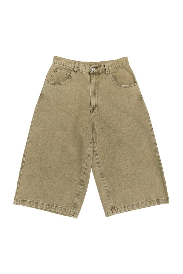 TOMO MIDI DENIM JORTS IN STONE WASH