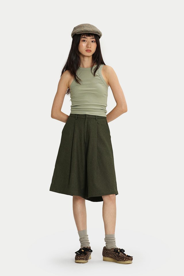 DEA RIBBED TANK TOP IN GREIGE