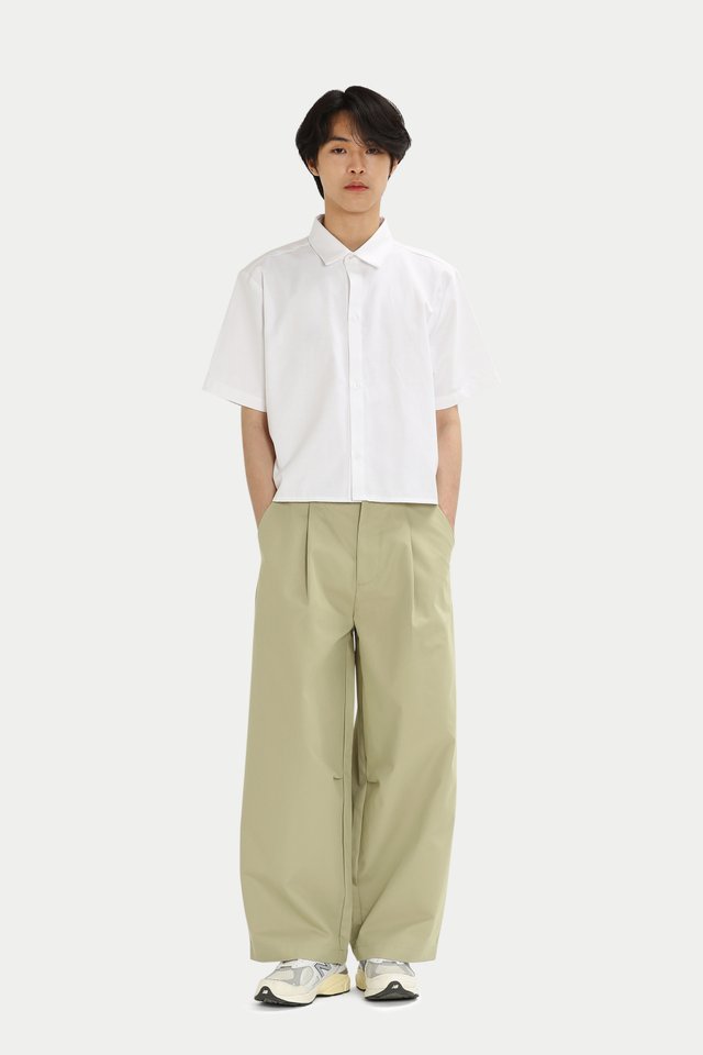 EMERY CROPPED OXFORD SHIRT IN WHITE