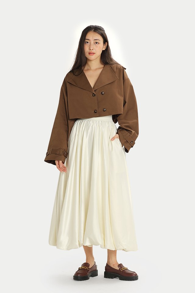 GYSELE SATIN CLOUD SKIRT IN PEARL