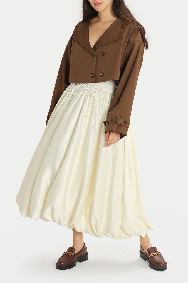 GYSELE SATIN CLOUD SKIRT IN PEARL