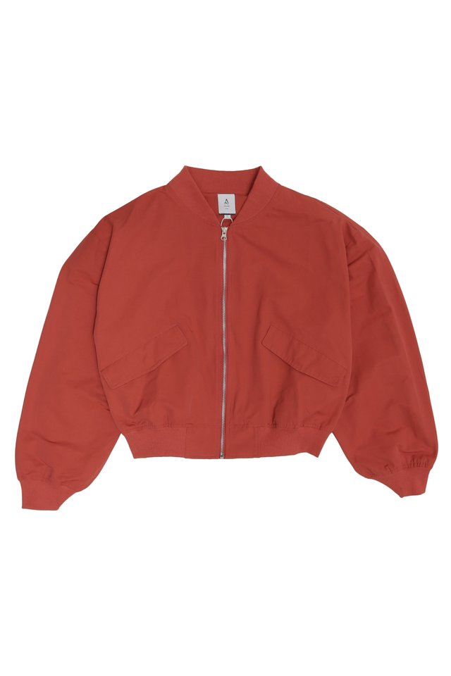 KIAN CROPPED BOMBER JACKET IN BRICK