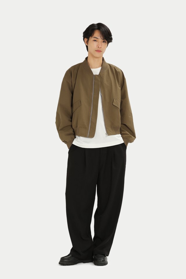 KIAN CROPPED BOMBER JACKET IN ESPRESSO