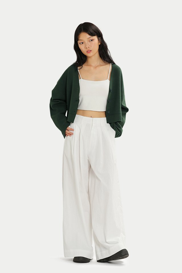 LEYA PLEATED WIDE LEG PANTS IN WHITE