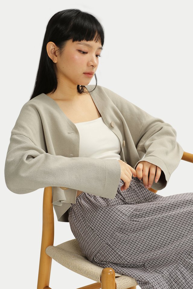 LILIBETH KNIT CARDIGAN IN ALMOND