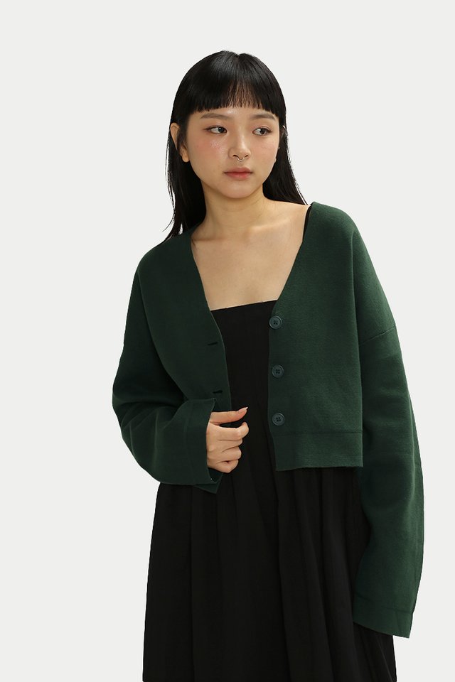 LILIBETH KNIT CARDIGAN IN FOREST