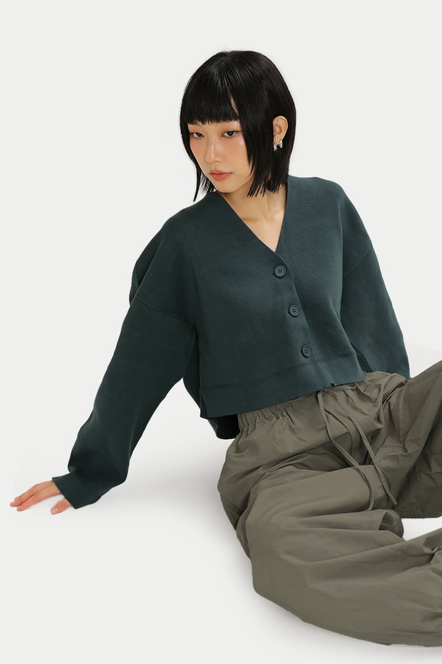 LILIBETH KNIT CARDIGAN IN PEWTER