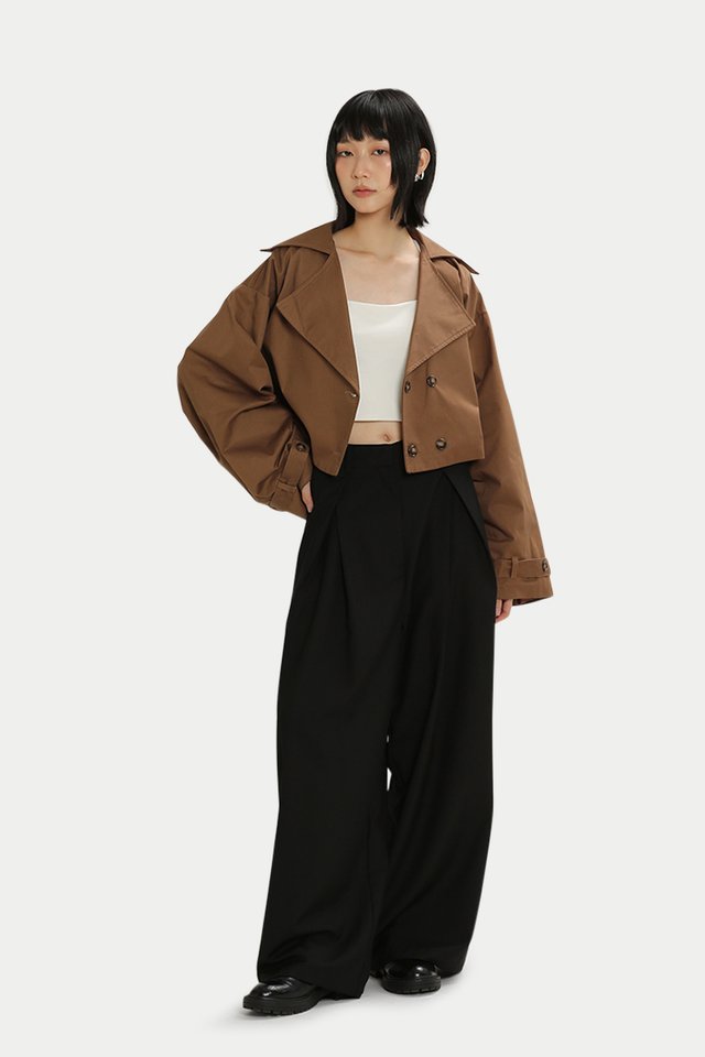 LYLE SUIT CROSS PLEATED PANTS IN BLACK