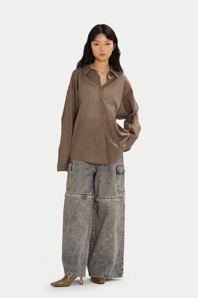 NEVILLE SHEER OVERSIZED SHIRT IN CASHEW