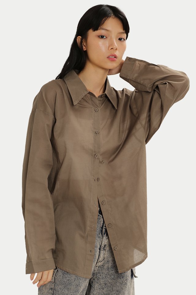 NEVILLE SHEER OVERSIZED SHIRT IN CASHEW