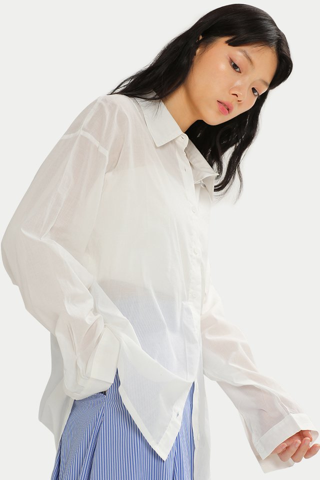NEVILLE SHEER OVERSIZED SHIRT IN WHITE