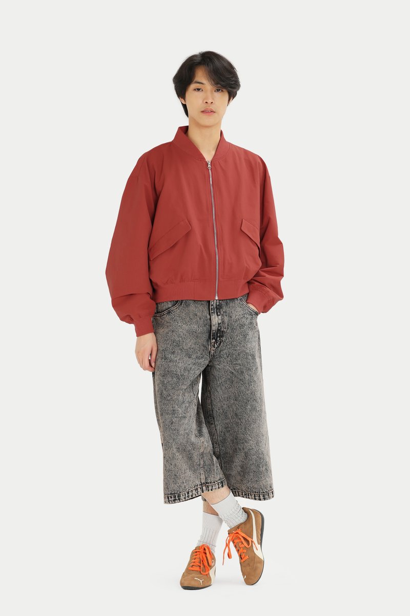 KIAN CROPPED BOMBER JACKET IN BRICK