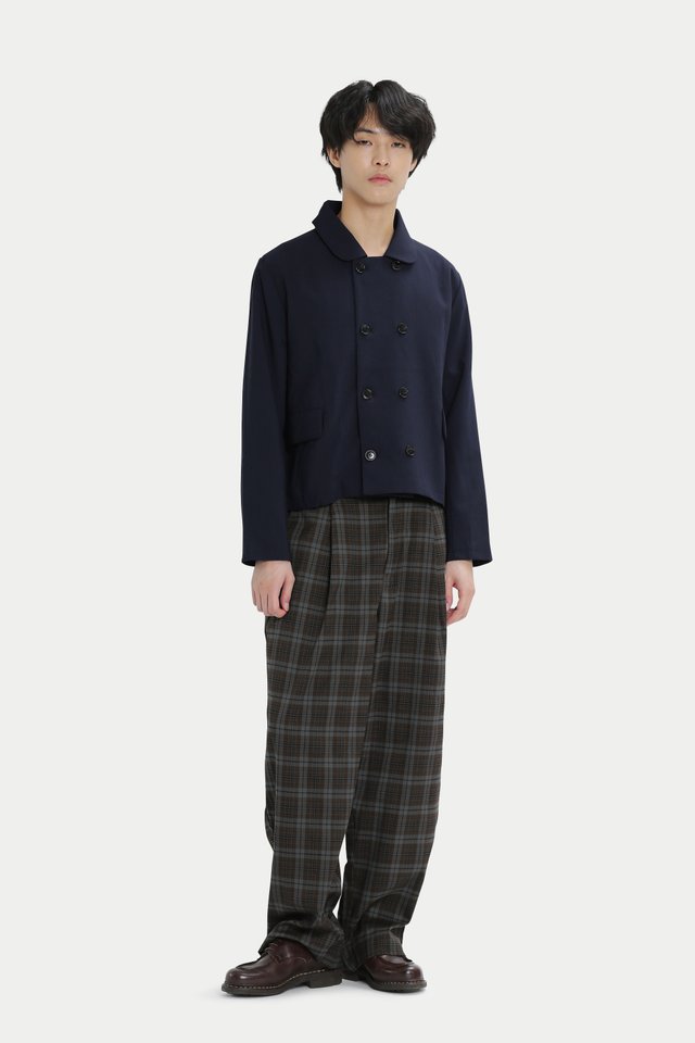 ARCADE X NATHANIELFONG CROPPED PEA COAT IN NAVY