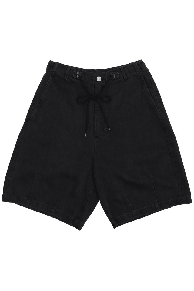 ARCADE X NATHANIELFONG SELVEDGE DENIM JORTS IN BLACK WASH