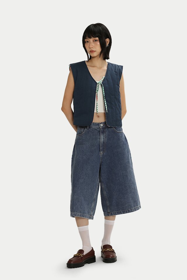 DYLAN LONGLINE JORTS IN DARK WASH