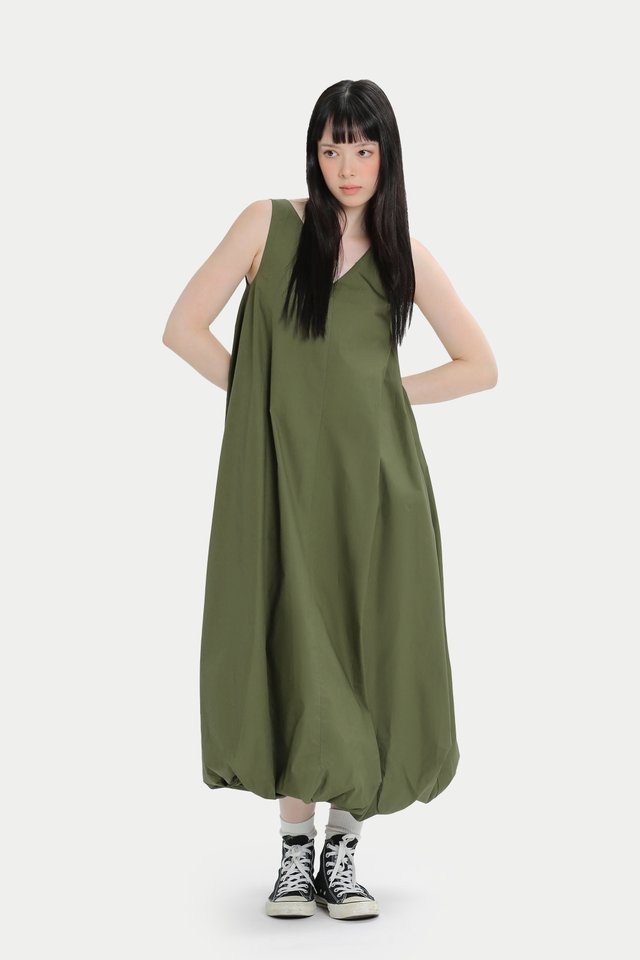 MINORI CLOUD MIDI DRESS IN OLIVE