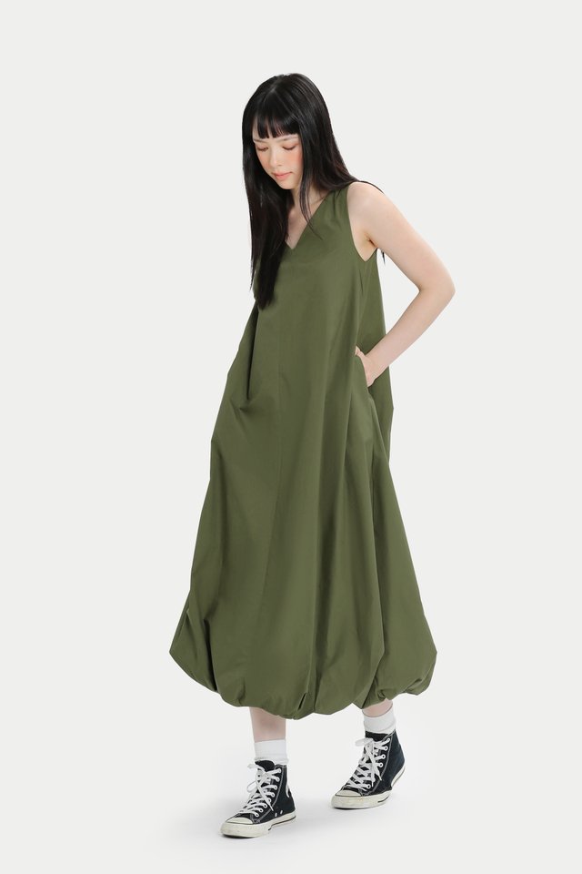 MINORI CLOUD MIDI DRESS IN OLIVE