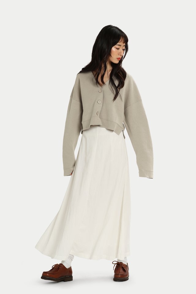 ZYA PANELLED FLARE SKIRT IN WHITE