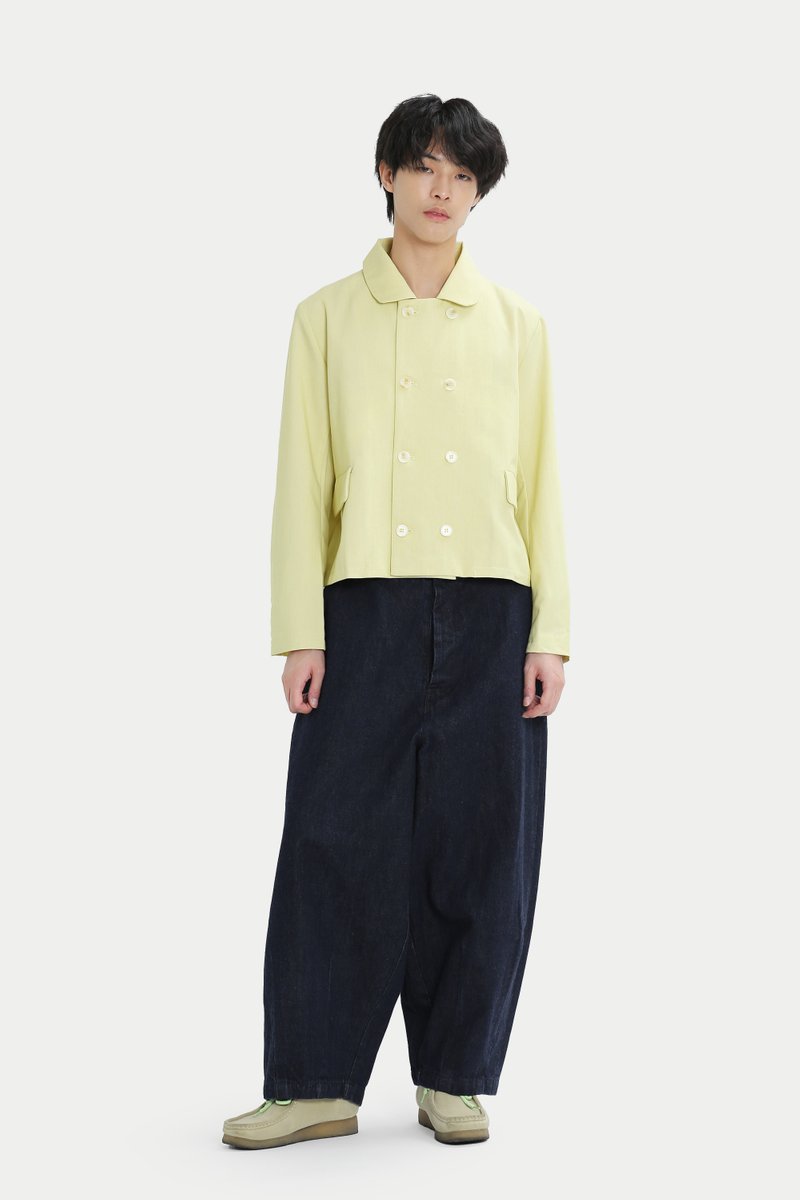 ARCADE X NATHANIELFONG CROPPED PEA COAT IN LEMON
