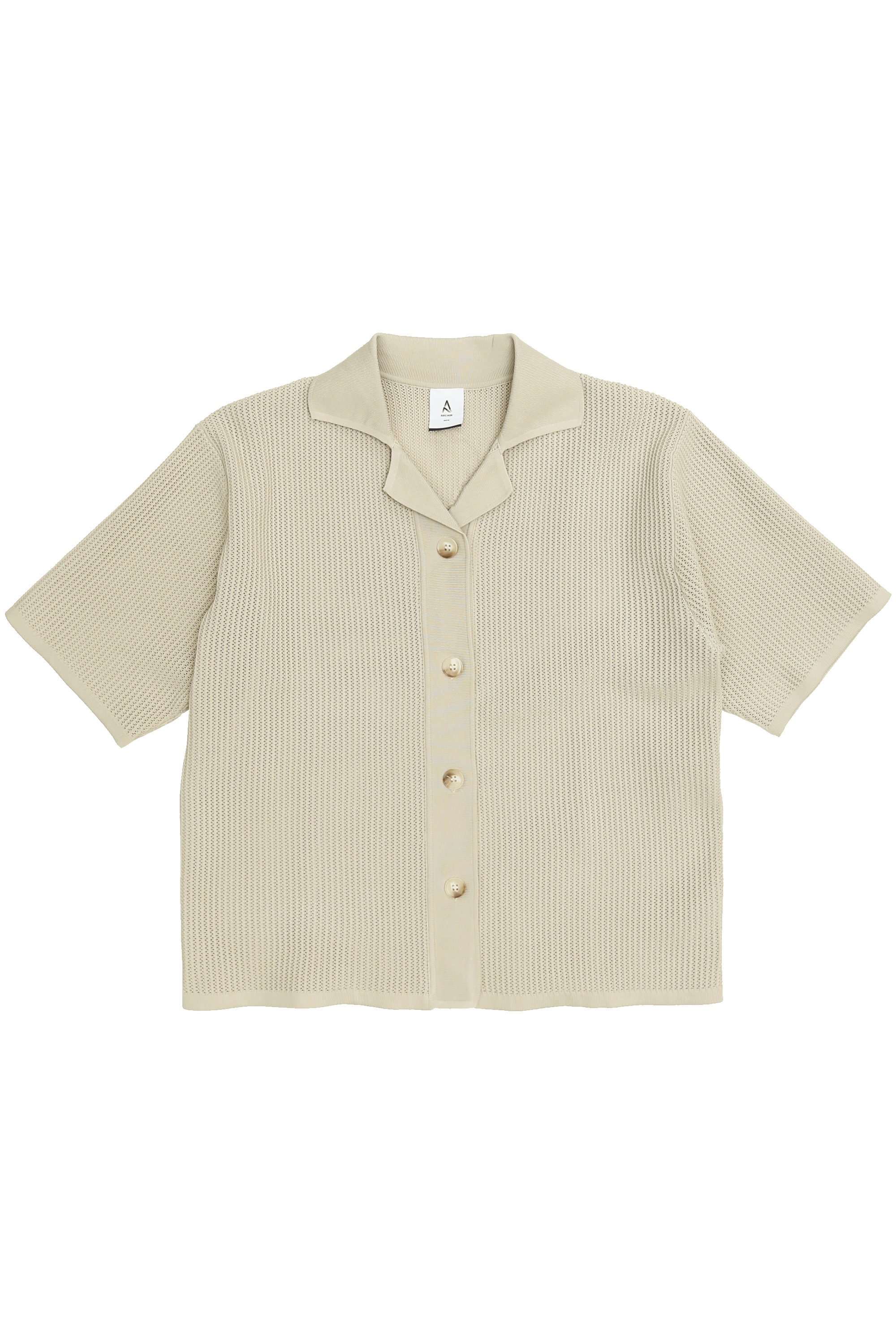 ARCADE X NATHANIELFONG KNITTED CAMP COLLAR SHIRT IN BONE