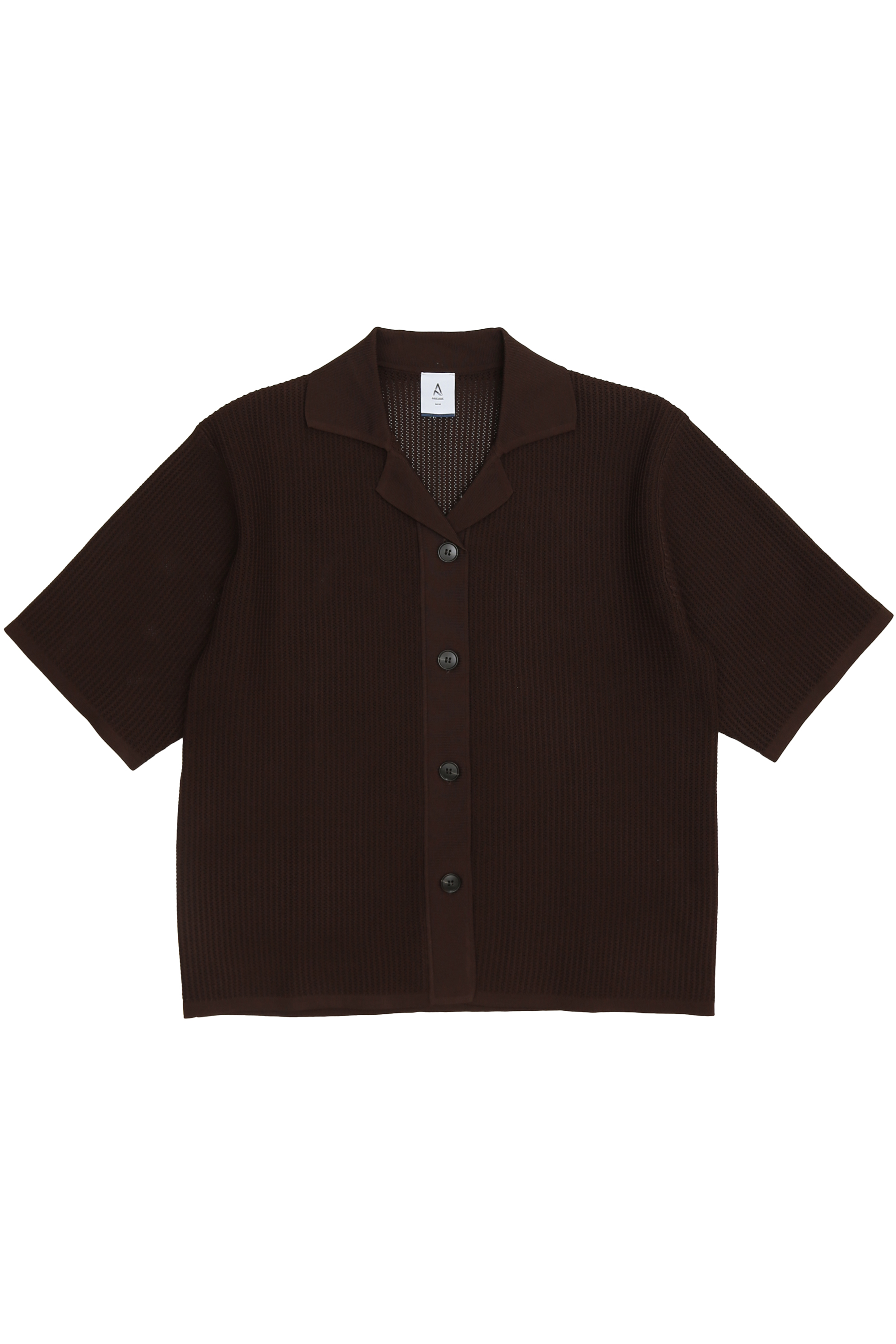 ARCADE X NATHANIELFONG KNITTED CAMP COLLAR SHIRT IN CHOCOLATE