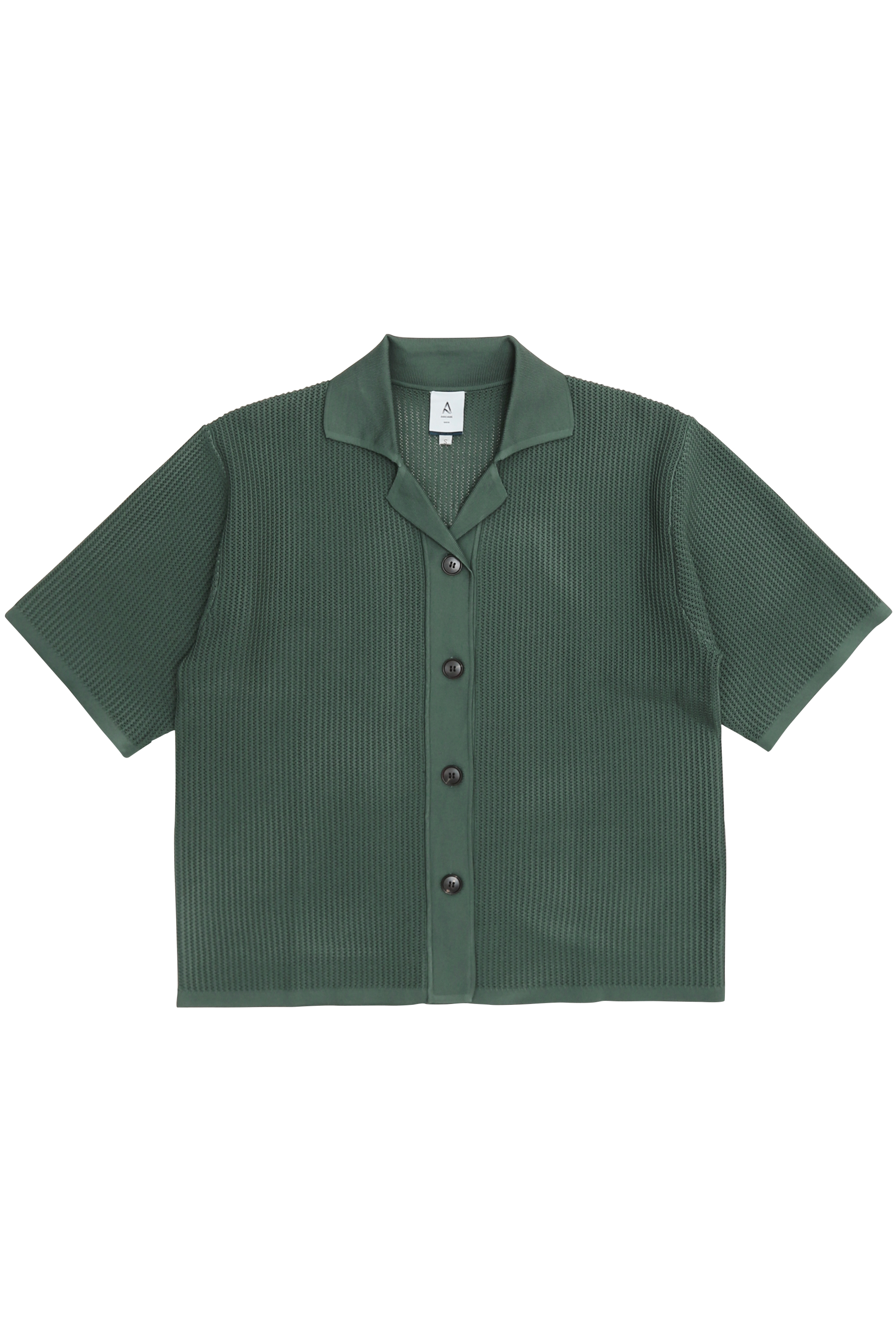 ARCADE X NATHANIELFONG KNITTED CAMP COLLAR SHIRT IN PINE