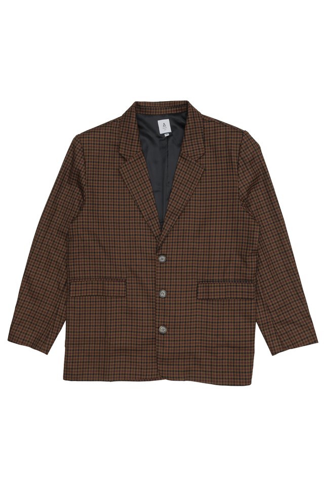 BARKER RELAXED-FIT CHECKED BLAZER IN MULBERRY