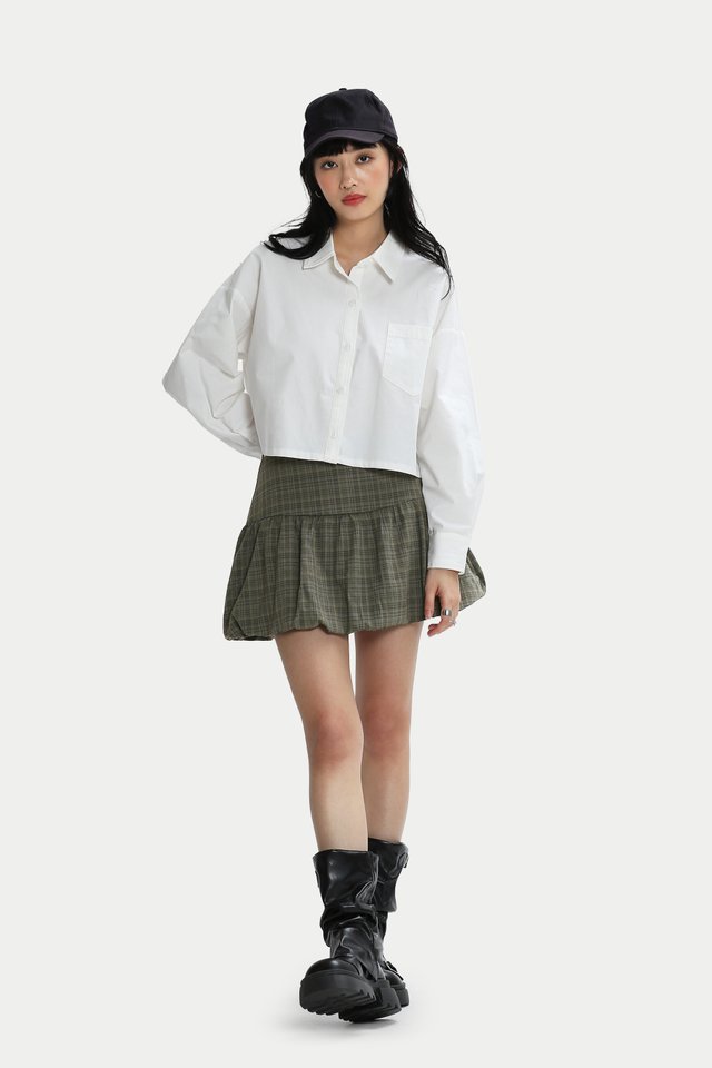 BELLE MINI CLOUD SKORTS IN OLIVE CHECKS
