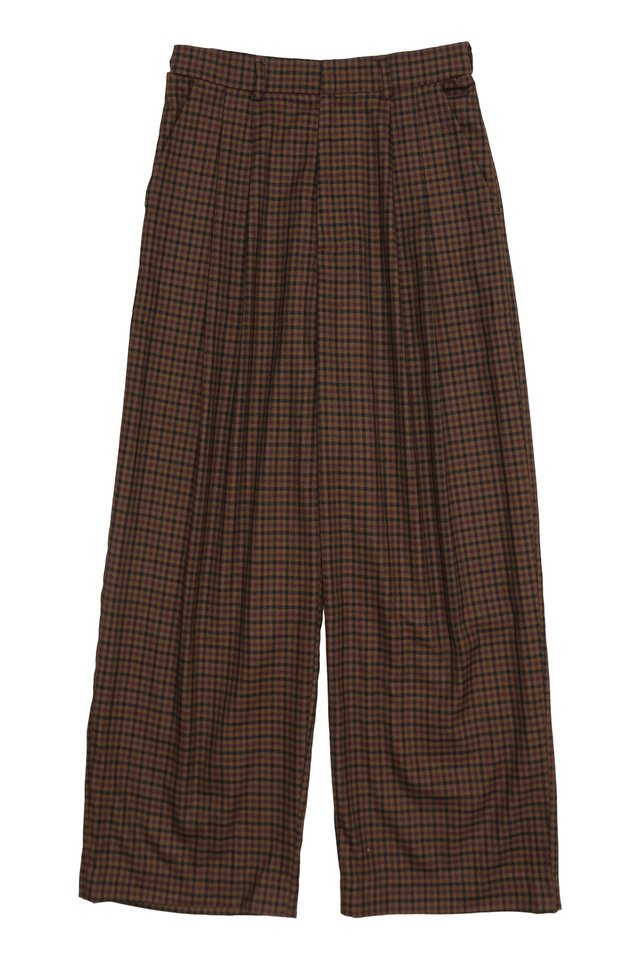 EAMES RELAXED-FIT CHECKED TROUSERS IN MULBERRY
