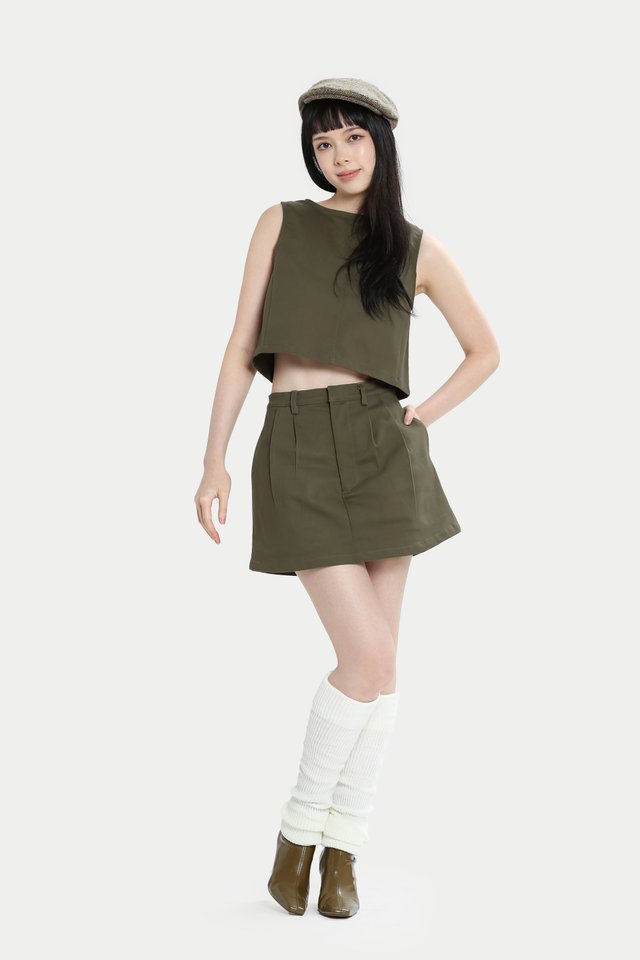 KATNISS SNAP BUTTON TWILL TOP IN HOJICHA