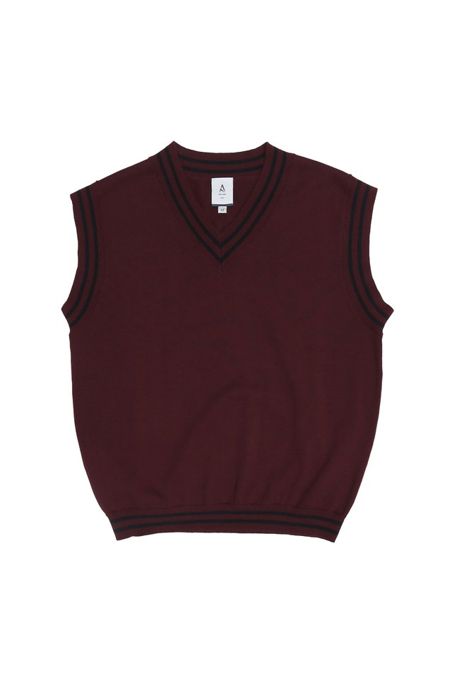 LYON KNITTED VEST IN BURGUNDY