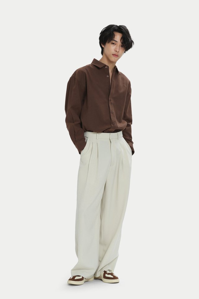 REMY OVERSIZED OXFORD SHIRT IN CHOCOLATE