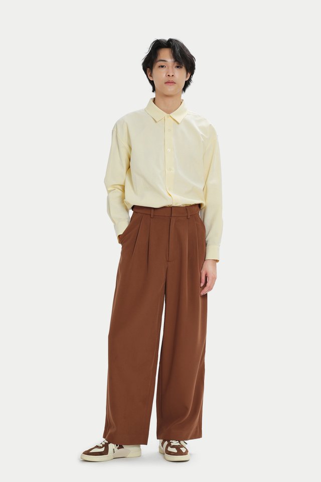 EAMES RELAXED-FIT PLEATED TROUSERS IN CIDER