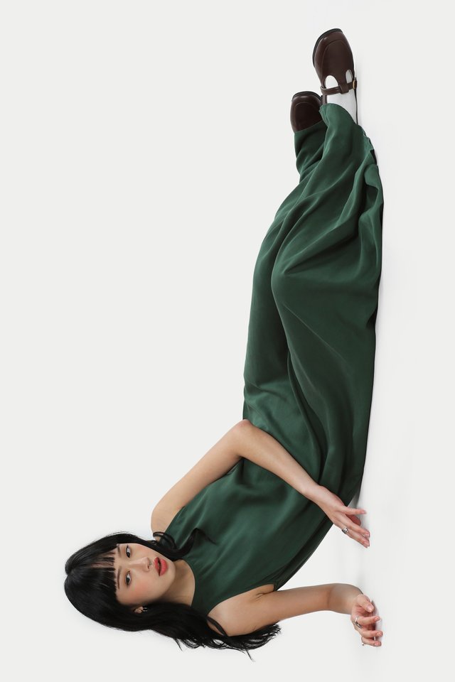 RIA DRAPED TANK DRESS IN FOREST