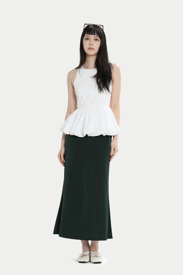 VIOLLEA SATIN MIDI SKIRT IN FOREST