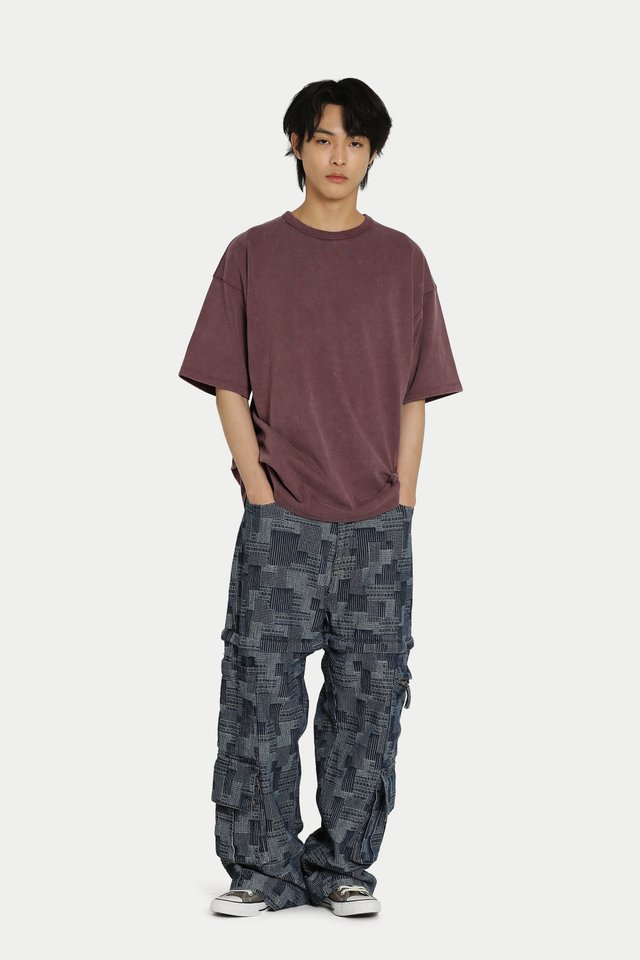 BOYD WASHED OVERSIZED TEE IN BURGUNDY