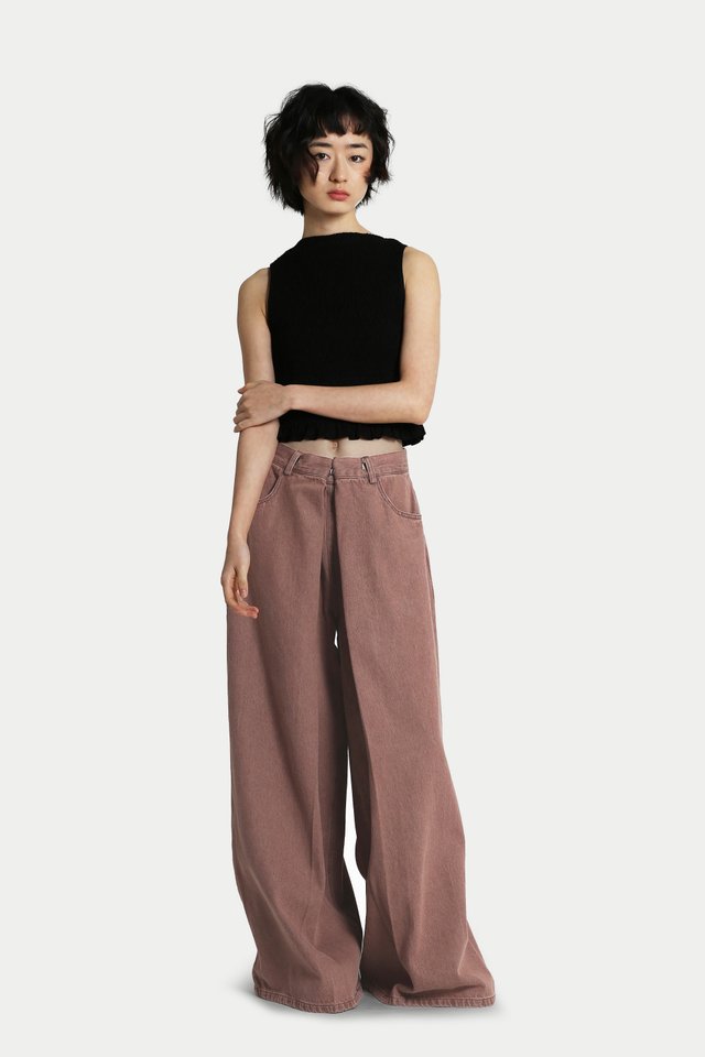CARTNEY CENTER HOOK DENIM JEANS IN ROSEWOOD
