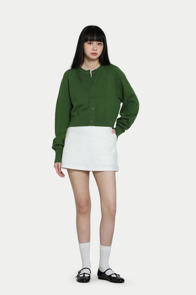 DAHLIA RAGLAN KNIT CARDIGAN IN PISTACHIO