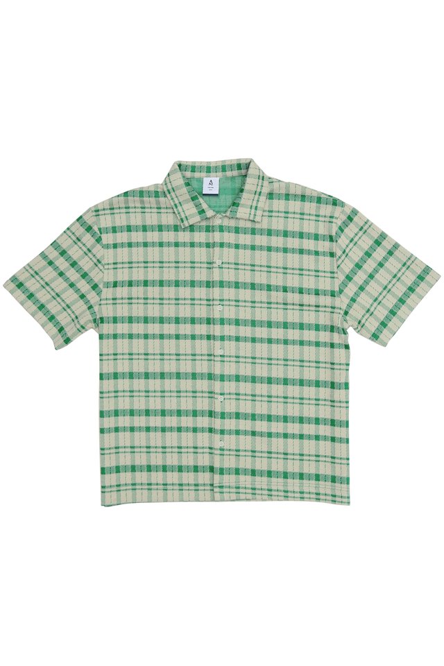 DEWEY CHECKED JERSEY SHIRT IN GREEN