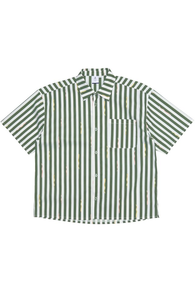 DUNCAN "SSSTRIPED" BOXY-FIT SHIRT IN FERN