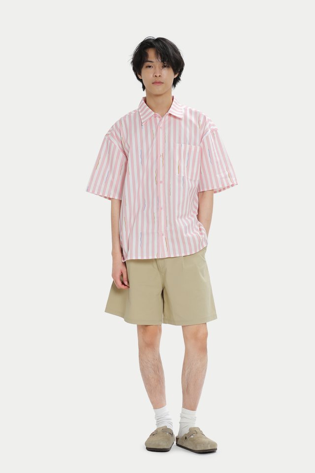 DUNCAN "SSSTRIPED" BOXY-FIT SHIRT IN PINK
