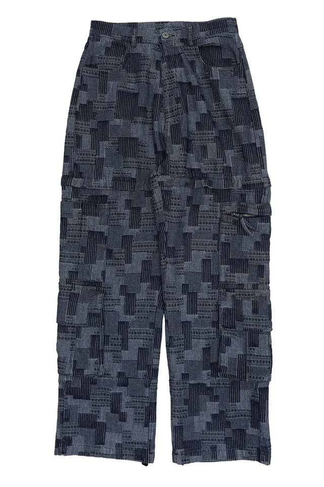 EDRIC CONVERTIBLE CARGO DENIM JEANS IN MOSAIC