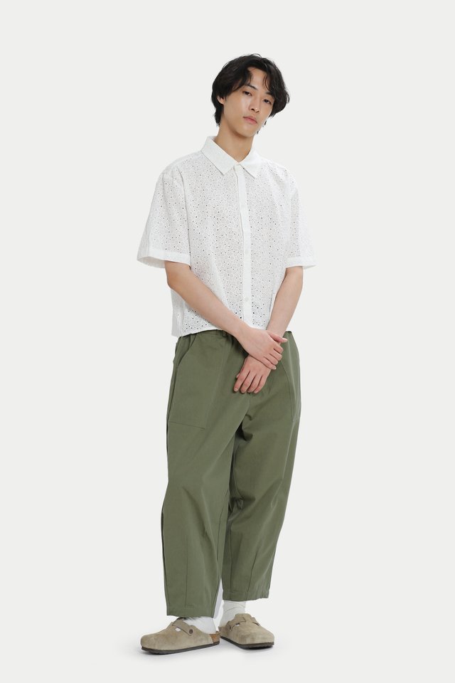 EMERY CROPPED BRODERIE SHIRT IN WHITE