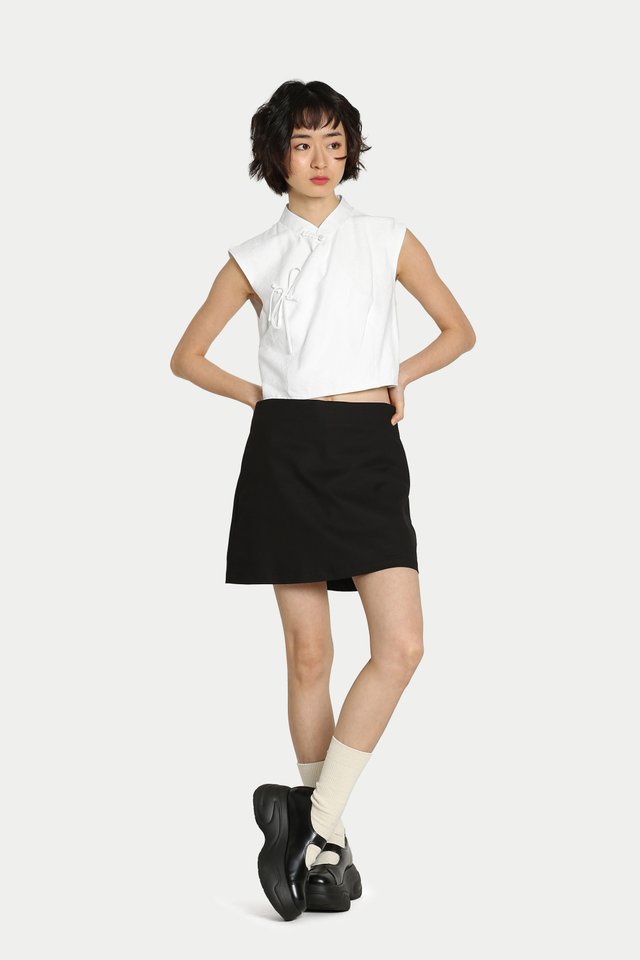 JADE CHEONGSAM CROP TOP IN WHITE