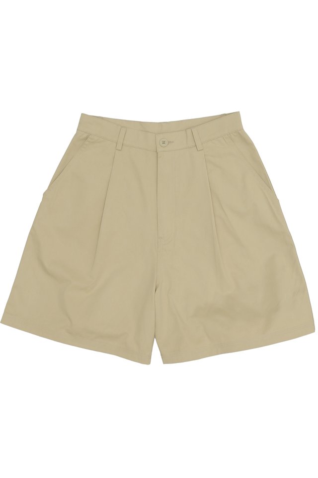 KITT PLEATED TWILL SHORTS IN SAND